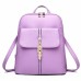 Women's Girls' Commuter Backpack PU Leather Daily Buttons Zipper Waterproof Solid Color Creamy-white Sapphire Blue Taro purple