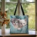 Women's Tote Shoulder Bag Fluffy Bag Polyester Shopping Daily Holiday Print Large Capacity Lightweight Durable Cat Pink Blue Green