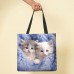 Women's Tote Shoulder Bag Fluffy Bag Polyester Shopping Daily Holiday Print Large Capacity Lightweight Durable Cat Pink Blue Green