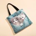 Women's Tote Shoulder Bag Fluffy Bag Polyester Shopping Daily Holiday Print Large Capacity Lightweight Durable Cat Pink Blue Green