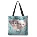 Women's Tote Shoulder Bag Fluffy Bag Polyester Shopping Daily Holiday Print Large Capacity Lightweight Durable Cat Pink Blue Green