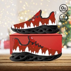 Men's Xmas Christmas Tree and Snowflakes Graphic Print Comfortable Shock Absorbing Lace Up Flyknit Sneakers