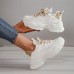 Women's Sneakers White Shoes Driving Shoes Dad Shoes White Shoes Outdoor Daily Solid Color Color Block Summer Flat Heel Wedge Heel Round Toe Casual Comfort Preppy Running Tennis Shoes PU Lace-up Beige