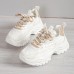 Women's Sneakers White Shoes Driving Shoes Dad Shoes White Shoes Outdoor Daily Solid Color Color Block Summer Flat Heel Wedge Heel Round Toe Casual Comfort Preppy Running Tennis Shoes PU Lace-up Beige