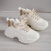 Women's Sneakers White Shoes Driving Shoes Dad Shoes White Shoes Outdoor Daily Solid Color Color Block Summer Flat Heel Wedge Heel Round Toe Casual Comfort Preppy Running Tennis Shoes PU Lace-up Beige