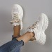 Women's Sneakers White Shoes Driving Shoes Dad Shoes White Shoes Outdoor Daily Solid Color Color Block Summer Flat Heel Wedge Heel Round Toe Casual Comfort Preppy Running Tennis Shoes PU Lace-up Beige