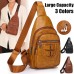 Men's Women's Crossbody Bag Shoulder Bag Chest Bag Leather Outdoor Daily Holiday Zipper Large Capacity Waterproof Lightweight Solid Color Dark Brown Black Brown