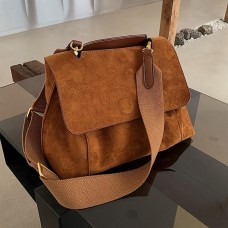 Women's Crossbody Bag Shoulder Bag Messenger Bag Faux Suede Daily Holiday Buckle Adjustable Large Capacity Durable Solid Color Brown