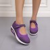 Women's Sneakers Plus Size Solid Colored Flat Heel Round Toe Walking Mesh PU Magic Tape Black White Burgundy