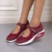 Women's Sneakers Plus Size Solid Colored Flat Heel Round Toe Walking Mesh PU Magic Tape Black White Burgundy