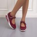 Women's Sneakers Plus Size Solid Colored Flat Heel Round Toe Walking Mesh PU Magic Tape Black White Burgundy