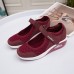 Women's Sneakers Plus Size Solid Colored Flat Heel Round Toe Walking Mesh PU Magic Tape Black White Burgundy