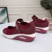 Women's Sneakers Plus Size Solid Colored Flat Heel Round Toe Walking Mesh PU Magic Tape Black White Burgundy