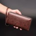 Men's Wallet PU Leather Shopping Daily Zipper Lightweight Durable Solid Color Dark Brown Black Brown