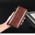 Men's Wallet PU Leather Shopping Daily Zipper Lightweight Durable Solid Color Dark Brown Black Brown