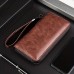 Men's Wallet PU Leather Shopping Daily Zipper Lightweight Durable Solid Color Dark Brown Black Brown