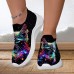 Women's Sneakers Slip-Ons Print Shoes Flyknit Shoes Comfort Shoes Outdoor Daily Cat Flat Heel Fashion Casual Tissage Volant Yellow Pink Blue