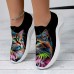 Women's Sneakers Slip-Ons Print Shoes Flyknit Shoes Comfort Shoes Outdoor Daily Cat Flat Heel Fashion Casual Tissage Volant Yellow Pink Blue