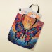 Women's Tote Shoulder Bag Canvas Tote Bag Colorful Butterfly Glass Oil Painting Style Polyester Outdoor Shopping Daily Print Large Capacity Foldable Lightweight Green