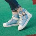 Women's Sneakers Boots White Shoes Comfort Shoes Daily Solid Color Booties Ankle Boots Summer Rivet Buckle Flat Heel Round Toe Fashion Casual Comfort Faux Leather Lace-up Black White Blue