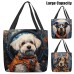 Women's Tote Shoulder Bag Canvas Tote Bag Polyester Shopping Daily Holiday Print Large Capacity Foldable Lightweight Dog Black White Yellow