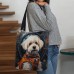 Women's Tote Shoulder Bag Canvas Tote Bag Polyester Shopping Daily Holiday Print Large Capacity Foldable Lightweight Dog Black White Yellow