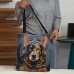 Women's Tote Shoulder Bag Canvas Tote Bag Polyester Shopping Daily Holiday Print Large Capacity Foldable Lightweight Dog Black White Yellow