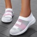 Women's Sneakers Slip-Ons Plus Size Flyknit Shoes Comfort Shoes Outdoor Daily Color Block Striped Summer Flat Heel Round Toe Sporty Casual Comfort Mesh Loafer Black White Pink