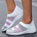 Women's Sneakers Slip-Ons Plus Size Flyknit Shoes Comfort Shoes Outdoor Daily Color Block Striped Summer Flat Heel Round Toe Sporty Casual Comfort Mesh Loafer Black White Pink