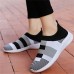 Women's Sneakers Slip-Ons Plus Size Flyknit Shoes Comfort Shoes Outdoor Daily Color Block Striped Summer Flat Heel Round Toe Sporty Casual Comfort Mesh Loafer Black White Pink