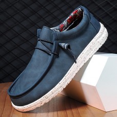 Men's Sneakers Casual Shoes Moccasin Comfort Shoes Walking Vintage Casual Outdoor Daily Faux Leather Breathable Lace-up Blue Brown Summer Spring