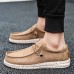 Men's Sneakers Casual Shoes Moccasin Comfort Shoes Walking Vintage Casual Outdoor Daily Faux Leather Breathable Lace-up Blue Brown Summer Spring