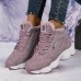 Women's Sneakers Boots Snow Boots Dad Shoes Daily Solid Color Fleece Lined Booties Ankle Boots Winter Flat Heel Round Toe Casual Minimalism Running Walking PU Lace-up Black White Pink