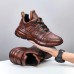 Men's Sneakers White Shoes Dad Shoes Walking Casual Daily Leather Comfortable Booties / Ankle Boots Loafer Dark Brown Black Spring Fall