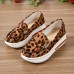 Women's Sneakers Plus Size Platform Sneakers Outdoor Work Daily Leopard Platform Wedge Heel Round Toe Fashion Sporty Casual Walking Mesh PU Loafer Red Brown