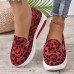 Women's Sneakers Plus Size Platform Sneakers Outdoor Work Daily Leopard Platform Wedge Heel Round Toe Fashion Sporty Casual Walking Mesh PU Loafer Red Brown