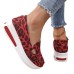 Women's Sneakers Plus Size Platform Sneakers Outdoor Work Daily Leopard Platform Wedge Heel Round Toe Fashion Sporty Casual Walking Mesh PU Loafer Red Brown