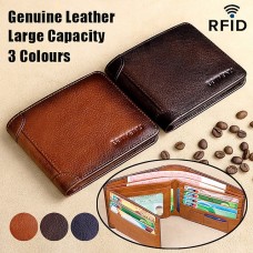 Men's Wallet Credit Card Holder Wallet Leather Outdoor Shopping Daily Large Capacity Waterproof Lightweight Solid Color Retro brown color - 20% off model (first layer of cowhide + Yellow brown - 20