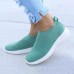 Women's Sneakers Slip-Ons Plus Size Flyknit Shoes Slip-on Sneakers Outdoor Office Work Solid Color Flat Heel Round Toe Sporty Casual Minimalism Walking Tissage Volant Loafer Light Blue Black White