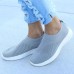 Women's Sneakers Slip-Ons Plus Size Flyknit Shoes Slip-on Sneakers Outdoor Office Work Solid Color Flat Heel Round Toe Sporty Casual Minimalism Walking Tissage Volant Loafer Light Blue Black White