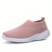 Women's Sneakers Slip-Ons Plus Size Flyknit Shoes Slip-on Sneakers Outdoor Office Work Solid Color Flat Heel Round Toe Sporty Casual Minimalism Walking Tissage Volant Loafer Light Blue Black White