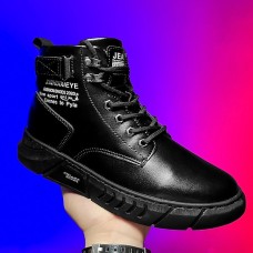 Men's Sneakers Boots High Top Sneakers Sporty Casual Outdoor Daily PU Warm Comfortable Slip Resistant Booties / Ankle Boots Lace-up Black Spring Fall