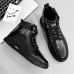 Men's Sneakers Boots High Top Sneakers Sporty Casual Outdoor Daily PU Warm Comfortable Slip Resistant Booties / Ankle Boots Lace-up Black Spring Fall