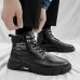 Men's Sneakers Boots High Top Sneakers Sporty Casual Outdoor Daily PU Warm Comfortable Slip Resistant Booties / Ankle Boots Lace-up Black Spring Fall