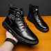 Men's Sneakers Boots High Top Sneakers Sporty Casual Outdoor Daily PU Warm Comfortable Slip Resistant Booties / Ankle Boots Lace-up Black Spring Fall