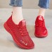 Women's Sneakers Flyknit Shoes Outdoor Daily Solid Color Flat Heel Round Toe Casual Comfort Minimalism Running Tissage Volant Loafer Black Red Khaki