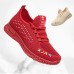 Women's Sneakers Flyknit Shoes Outdoor Daily Solid Color Flat Heel Round Toe Casual Comfort Minimalism Running Tissage Volant Loafer Black Red Khaki