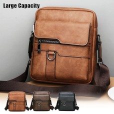 Men's Crossbody Bag Shoulder Bag Satchel Messenger Bag PU Leather Outdoor Daily Zipper Large Capacity Waterproof Lightweight Solid Color dark brown Black khaki