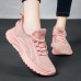 Women's Sneakers Flyknit Shoes Outdoor Daily Solid Color Flat Heel Round Toe Casual Comfort Minimalism Running Tissage Volant Loafer Black White Pink