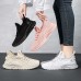 Women's Sneakers Flyknit Shoes Outdoor Daily Solid Color Flat Heel Round Toe Casual Comfort Minimalism Running Tissage Volant Loafer Black White Pink